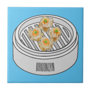 Tecknad av Shumai dim sum Kakelplatta