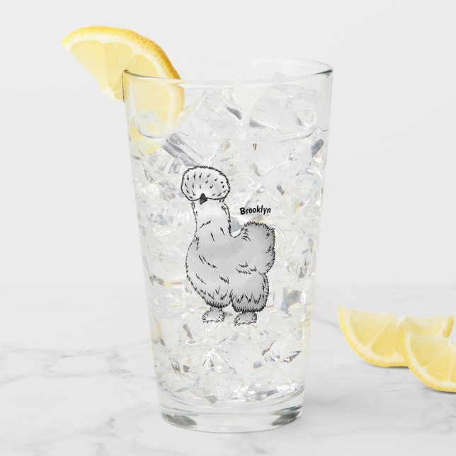 Tecknad av silkie-kyckling glaskopp (Framsida Ice)