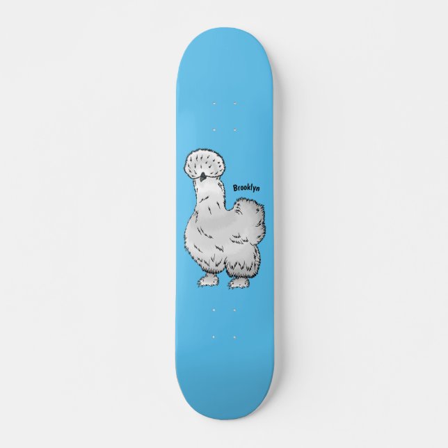 Tecknad av silkie-kyckling mini skateboard bräda 18,5 cm (Framsida)