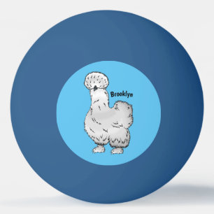 Tecknad av silkie-kyckling pingisboll