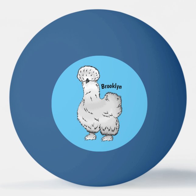 Tecknad av silkie-kyckling pingisboll (Framsidan)