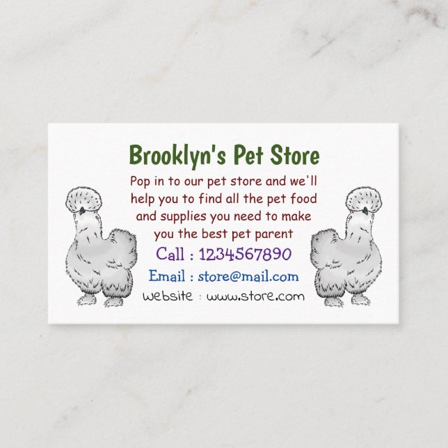 Tecknad av silkie-kyckling visitkort (Framsida)