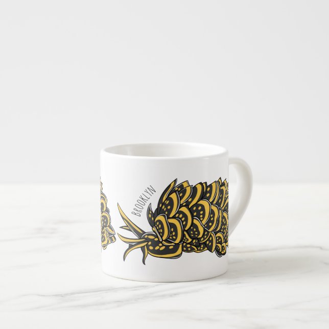 tecknad av sjösluss i löv espressomugg (Framsida höger)