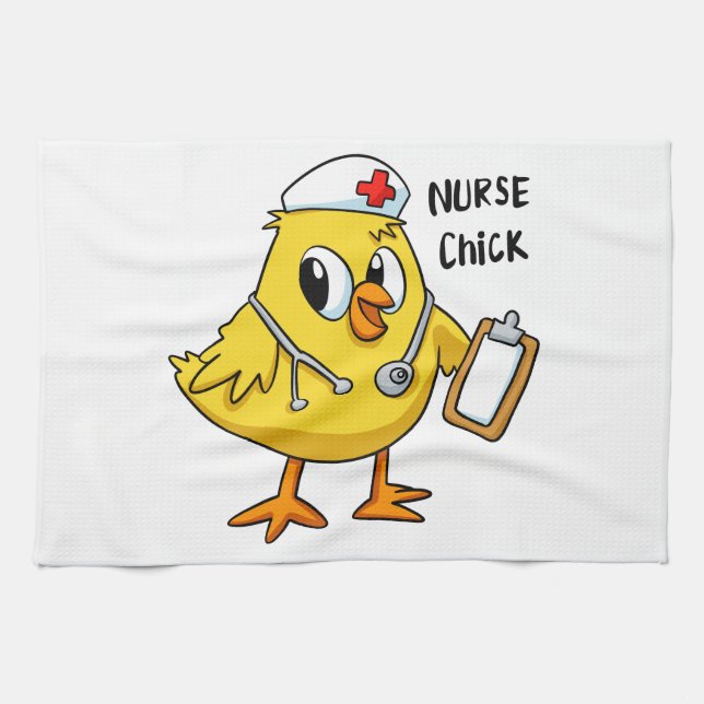 tecknad av sjuksköterskans chick| välj bakgrund fä kökshandduk (Horisontell)