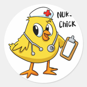 tecknad av sjuksköterskans chick välj bakgrund runt klistermärke