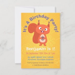 Tecknad av sladd ekorre inbjudningar