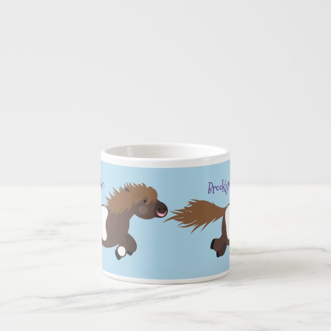 Tecknad av slam från Shetland pony Espressomugg (Framsidan)