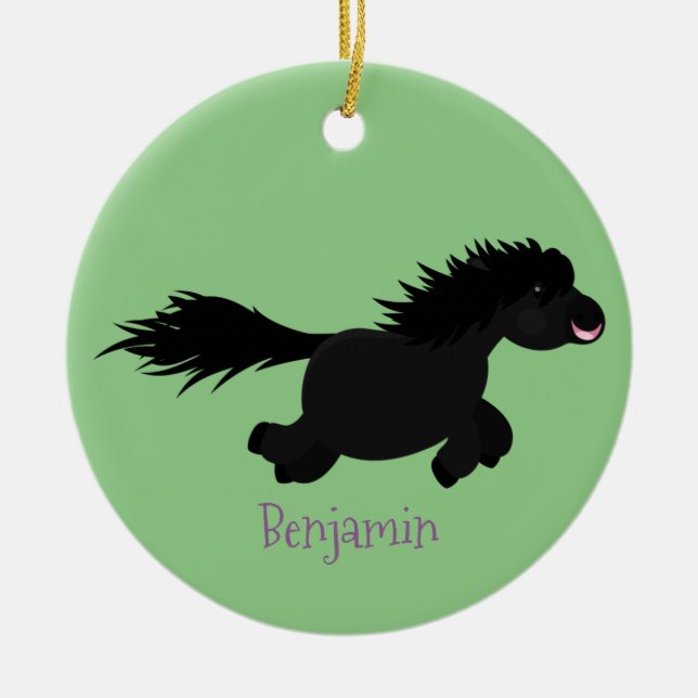 Tecknad av slam från Shetland pony Julgransprydnad Keramik (Framsidan)