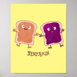 Tecknad av smör och gelémacka poster
