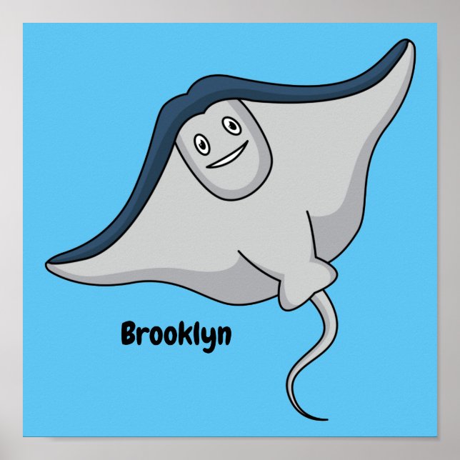 tecknad av stickad fisk i lycklig poster (Framsidan)