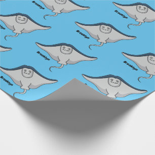 tecknad av stickad fisk i lycklig presentpapper