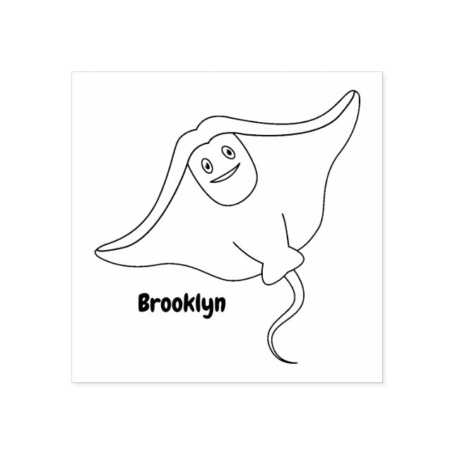 tecknad av stickad fisk i lycklig stämpel (Tryck)