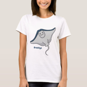 tecknad av stickad fisk i lycklig t shirt