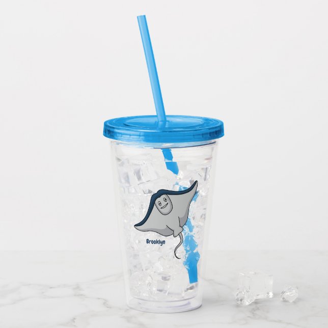 tecknad av stickad fisk i lycklig take away mugg (Framsida Ice)