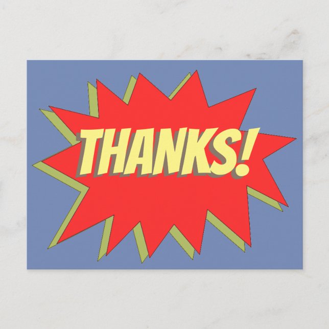 Tecknad av superhjälte tack vykort (Framsida)