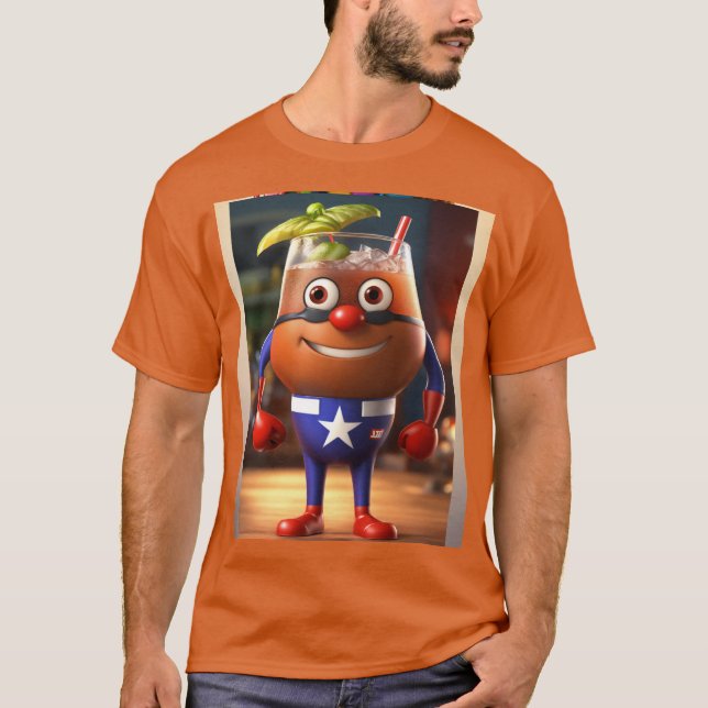 Tecknad av superhjälten Cuba Libre Cocktail-tecken T Shirt (Framsida)