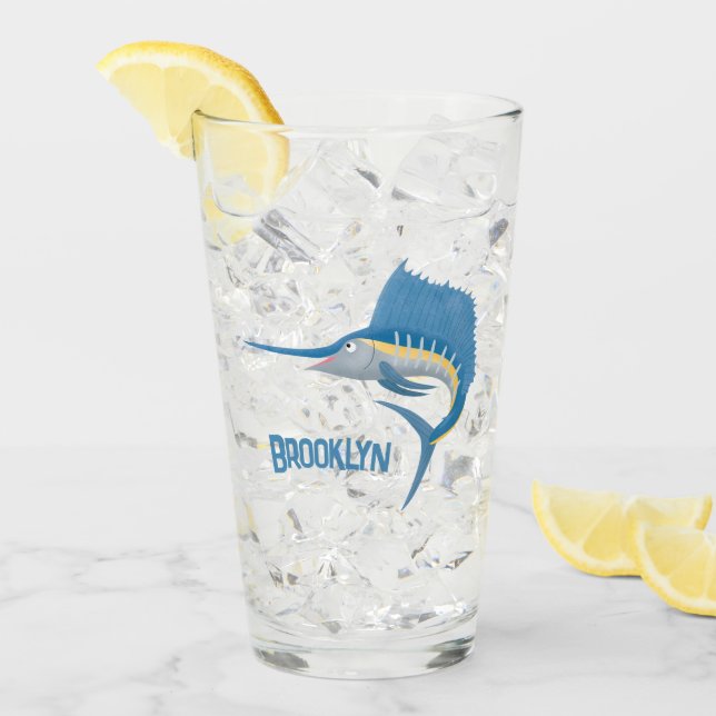 Tecknad av svärdfisksegelfiskens roligt glaskopp (Framsida Ice)