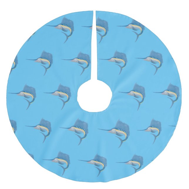 Tecknad av svärdfisksegelfiskens roligt julgransmatta borstad polyester (Framsidan)