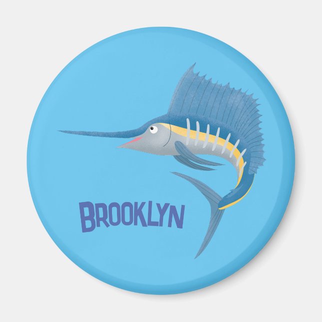 Tecknad av svärdfisksegelfiskens roligt magnet (Framsidan)