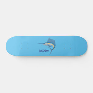 Tecknad av svärdfisksegelfiskens roligt mini skateboard bräda 18,5 cm