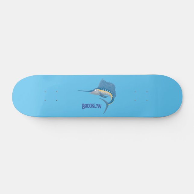 Tecknad av svärdfisksegelfiskens roligt mini skateboard bräda 18,5 cm (Horz)