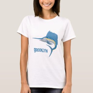 Tecknad av svärdfisksegelfiskens roligt t shirt