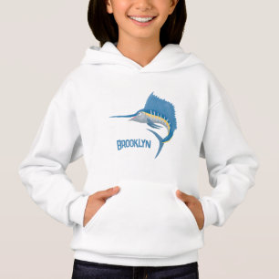 Tecknad av svärdfisksegelfiskens roligt t shirt