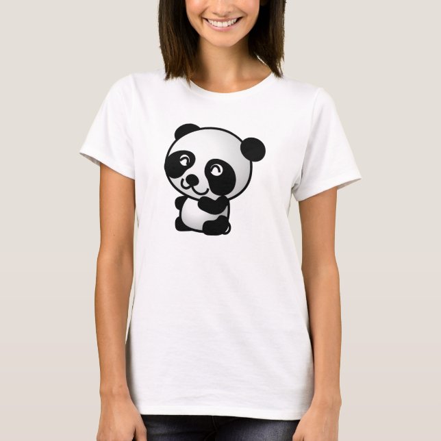 Tecknad av svart och vit panda t-shirt (Framsida)