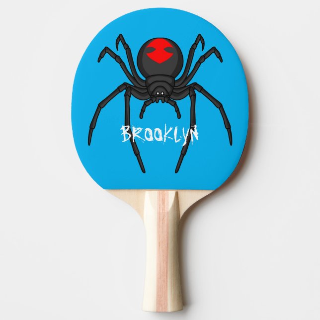 Tecknad av svartvit spindelspindel pingisracket (Framsidan)