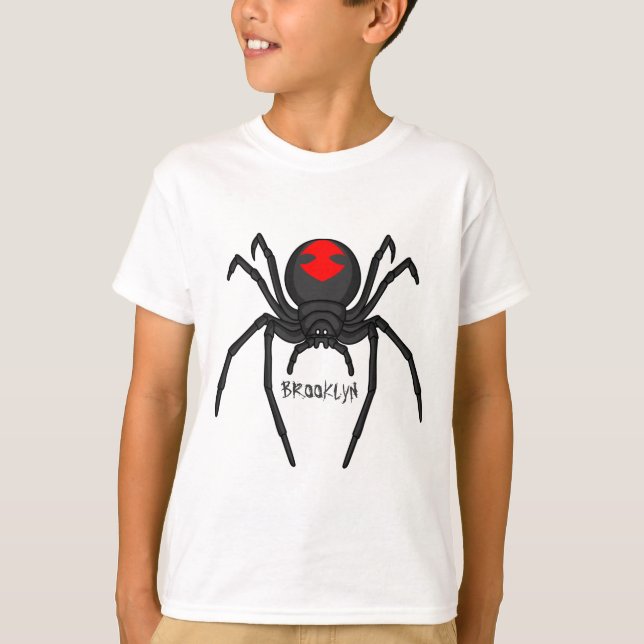 Tecknad av svartvit spindelspindel t shirt (Framsida)