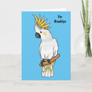 Tecknad av svavelkantig cockatoo-fågel kort
