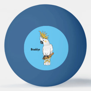 Tecknad av svavelkantig cockatoo-fågel pingisboll