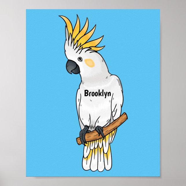 Tecknad av svavelkantig cockatoo-fågel poster (Framsidan)
