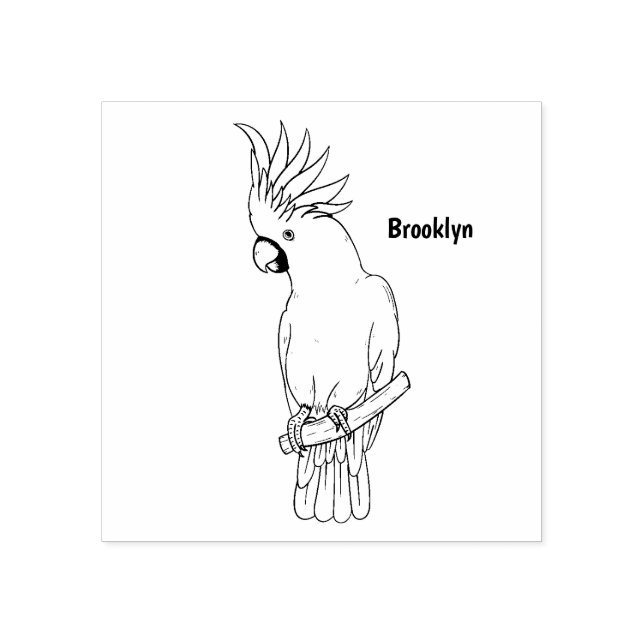 Tecknad av svavelkantig cockatoo-fågel stämpel (Tryck)