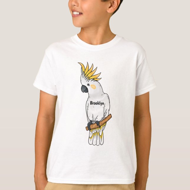 Tecknad av svavelkantig cockatoo-fågel t shirt (Framsida)