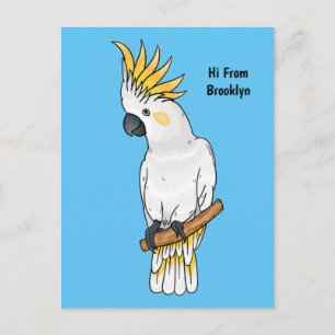 Tecknad av svavelkantig cockatoo-fågel vykort