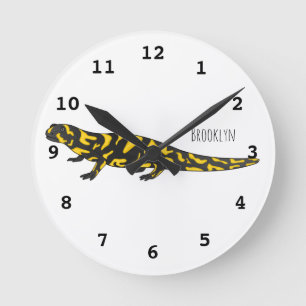 Tecknad av Tiger salamander Rund Klocka