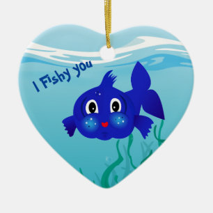 tecknad av Tjock/fisk Julgransprydnad Keramik