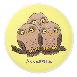 Tecknad av trio- Cute baby uggla Knopp