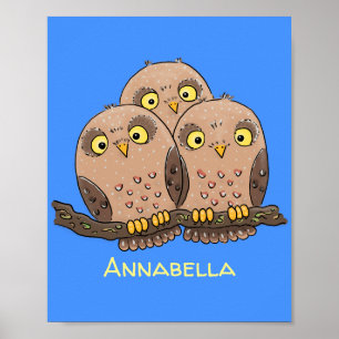 Tecknad av trio- Cute baby uggla Poster