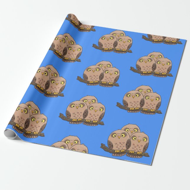 Tecknad av trio- Cute baby uggla Presentpapper (Utrullad)