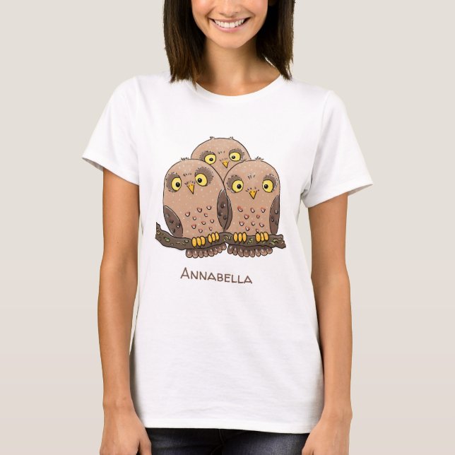 Tecknad av trio- Cute baby uggla T Shirt (Framsida)