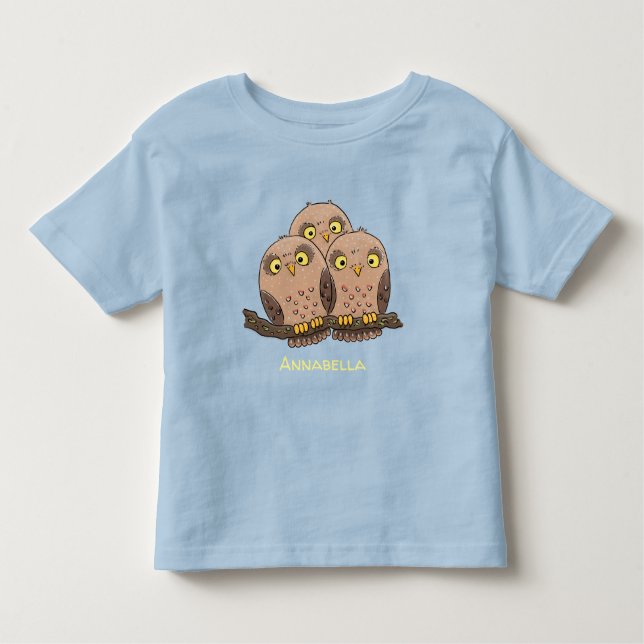 Tecknad av trio- Cute baby uggla T Shirt (Framsida)