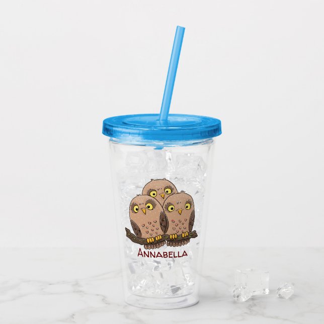 Tecknad av trio- Cute baby uggla Take Away Mugg (Baksida Ice)