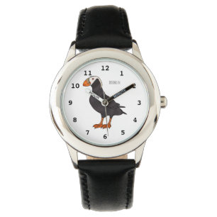 Tecknad av tuftad puffin-fågel armbandsur
