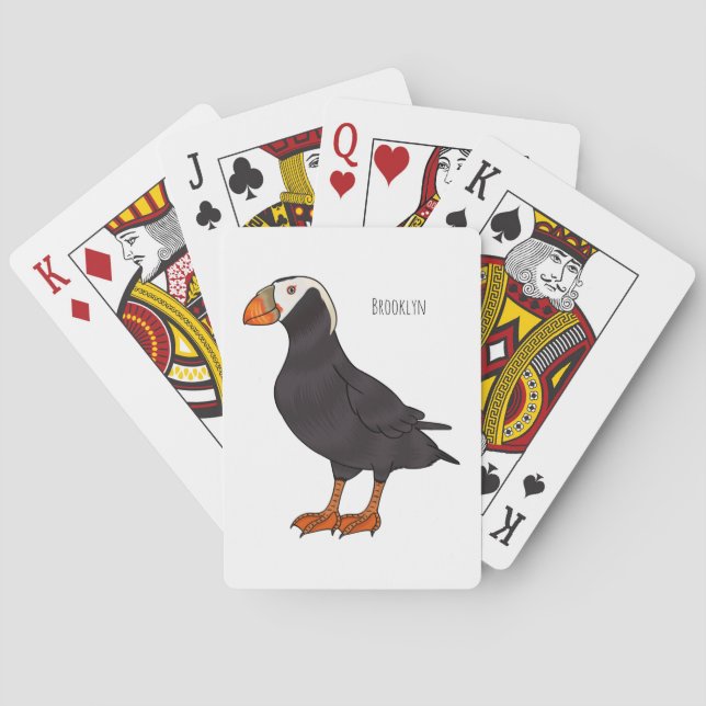 Tecknad av tuftad puffin-fågel casinokort (Baksidan)