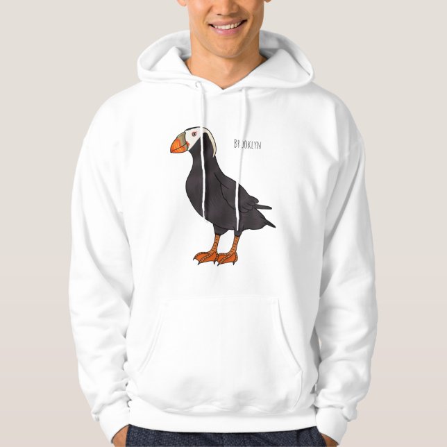 Tecknad av tuftad puffin-fågel hoodie (Framsida)