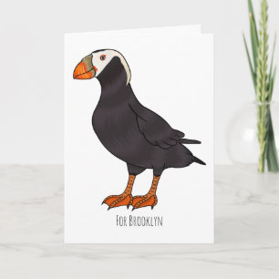 Tecknad av tuftad puffin-fågel kort