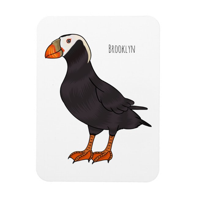 Tecknad av tuftad puffin-fågel magnet (Vertikal)