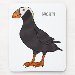 Tecknad av tuftad puffin-fågel musmatta